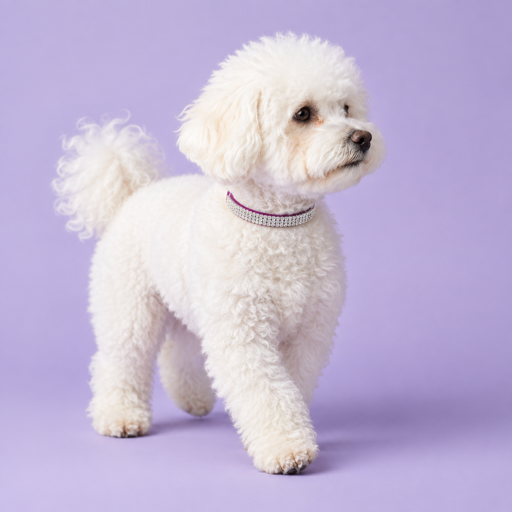 White Bichon Frise captured mid-step