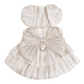 White bow pet dress on white