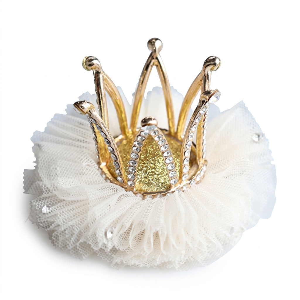 White crown hair clip on white