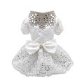 White jeweled pet dress on a completely pure white background