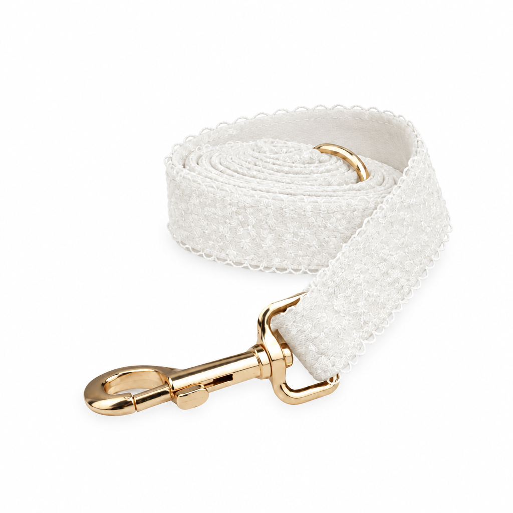 White lace coiled leash
