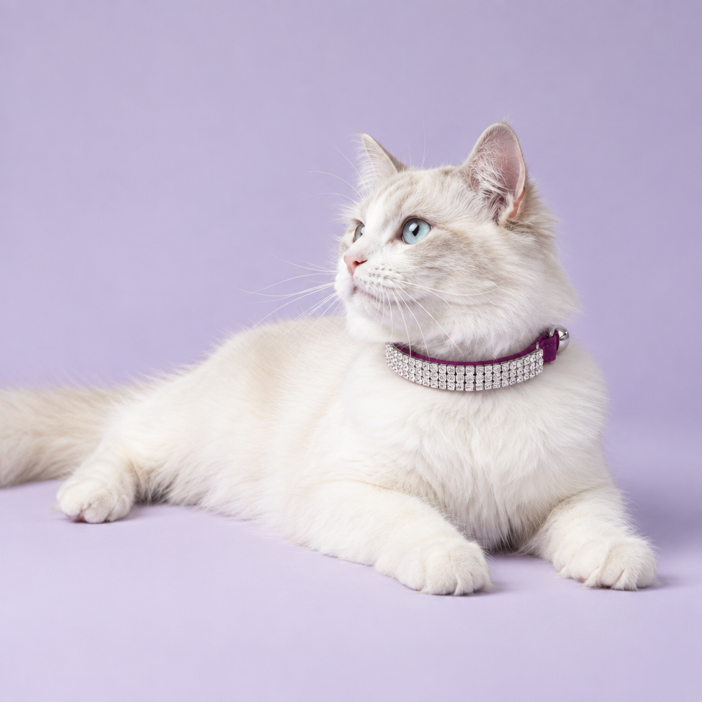 White Ragdoll lounging naturally on lavender