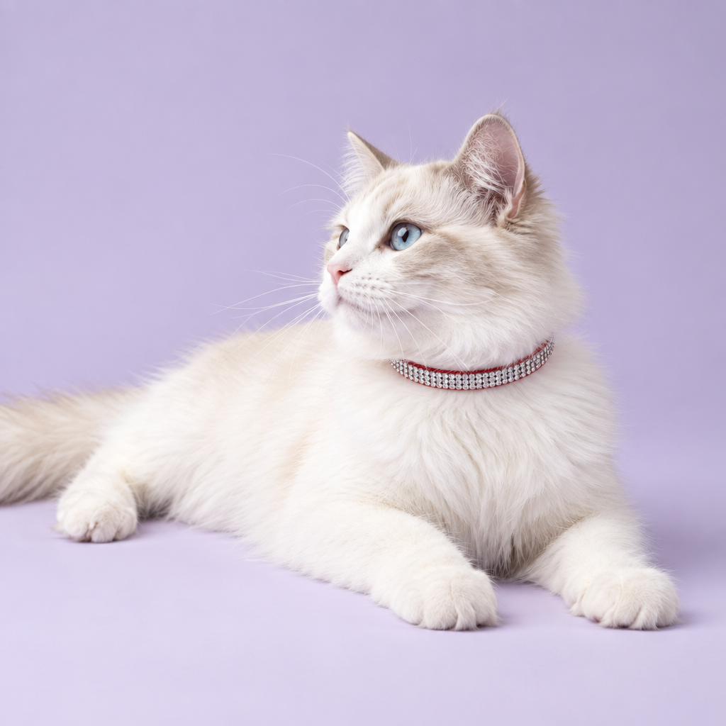 White Ragdoll lounging naturally on lavender