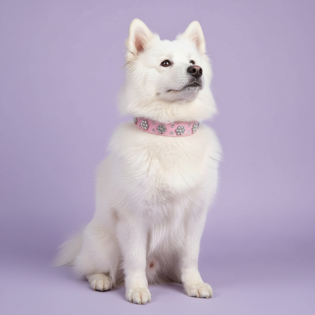 White Samoyed Mix - Pink Collar Signature Edit
