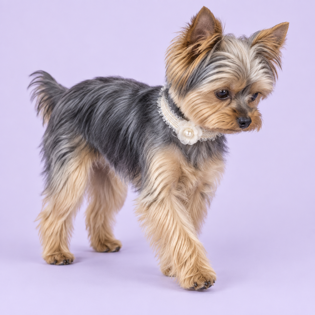 Yorkshire Terrier taking a step